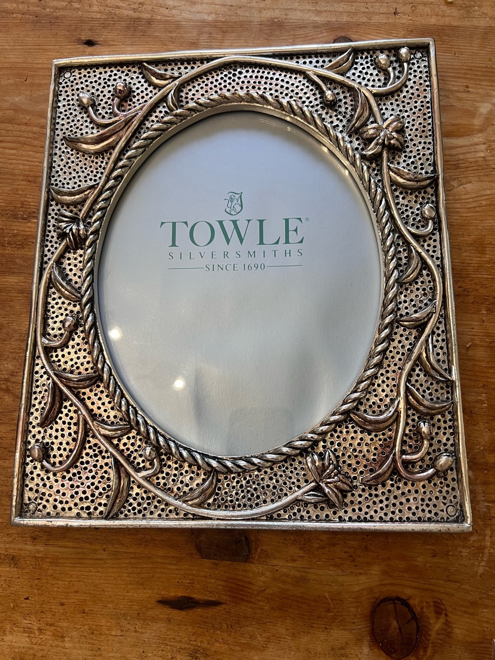 Vintage Towle Intricate Floral  10x12 Silver Plated Frame holds an 8x10 photo